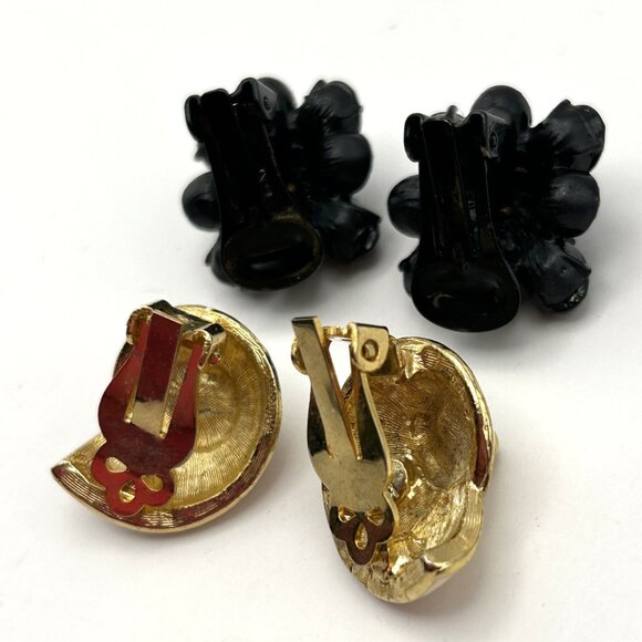 Vintage Kenneth Jay Lane Clip on Earring Bundle Signed Enamel Rhinestone - Picture 7 of 10